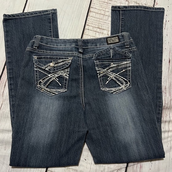 EARL JEANS embellished boot cut jeans fading distress size 6 Vintage Y2K EUC - Picture 10 of 15